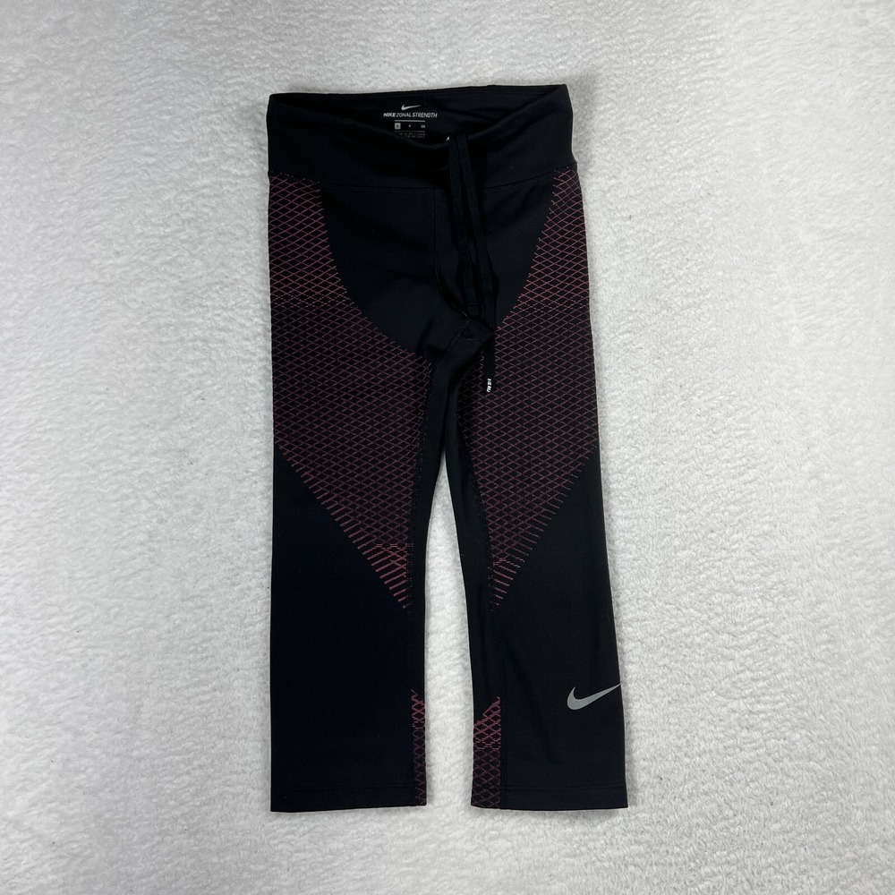 Nike Running Zonal Strength Tights Womens Size S Small Black Pink Maroon W22